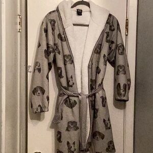Woodrow& Friends Dog Sherpa Lined Pajama Robe Boys Size L (14-16)